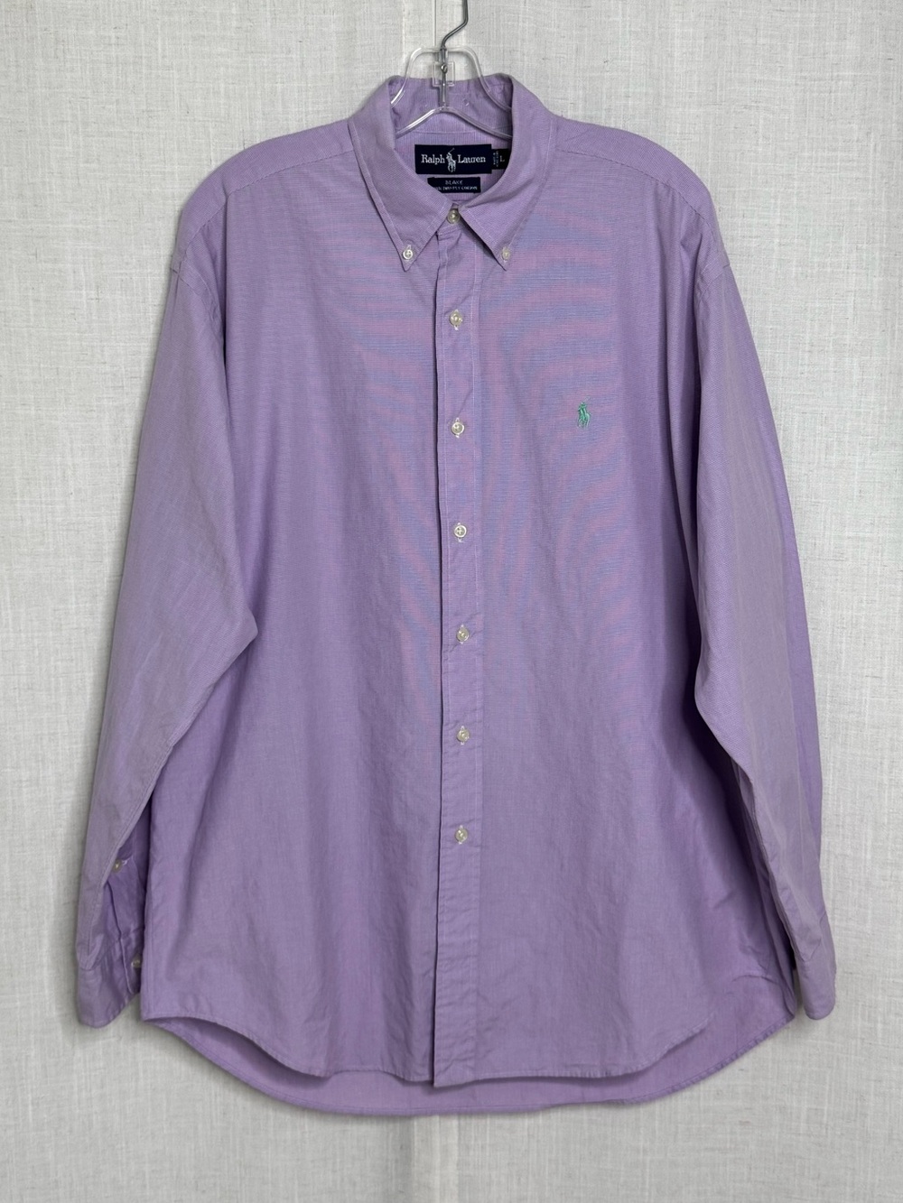 Ralph Lauren Blake Button Down Shirt Lavender Cotton Pony Men's Size Large